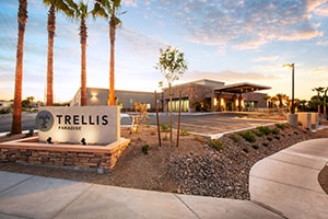 Trellis Paradise front oof facility with monument sign